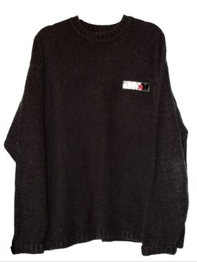 90's Vintage Men's Mecca Logo Wool Mohair Blend Black Long Sleeve Sz. XL Sweater